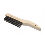 Item 04028 - 4 x 16 row Steel Wire Shoe Handle Scratch Brush on Wood Handle
